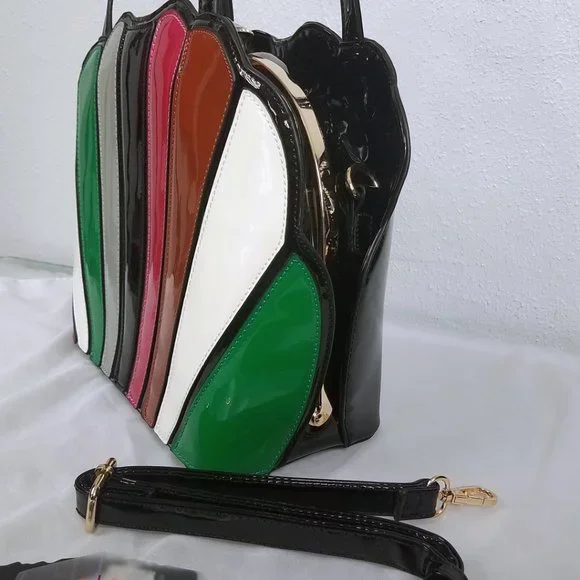 Ruby Black Patent Leather Hand Bag Shoulder Bag - Picture 14 of 15